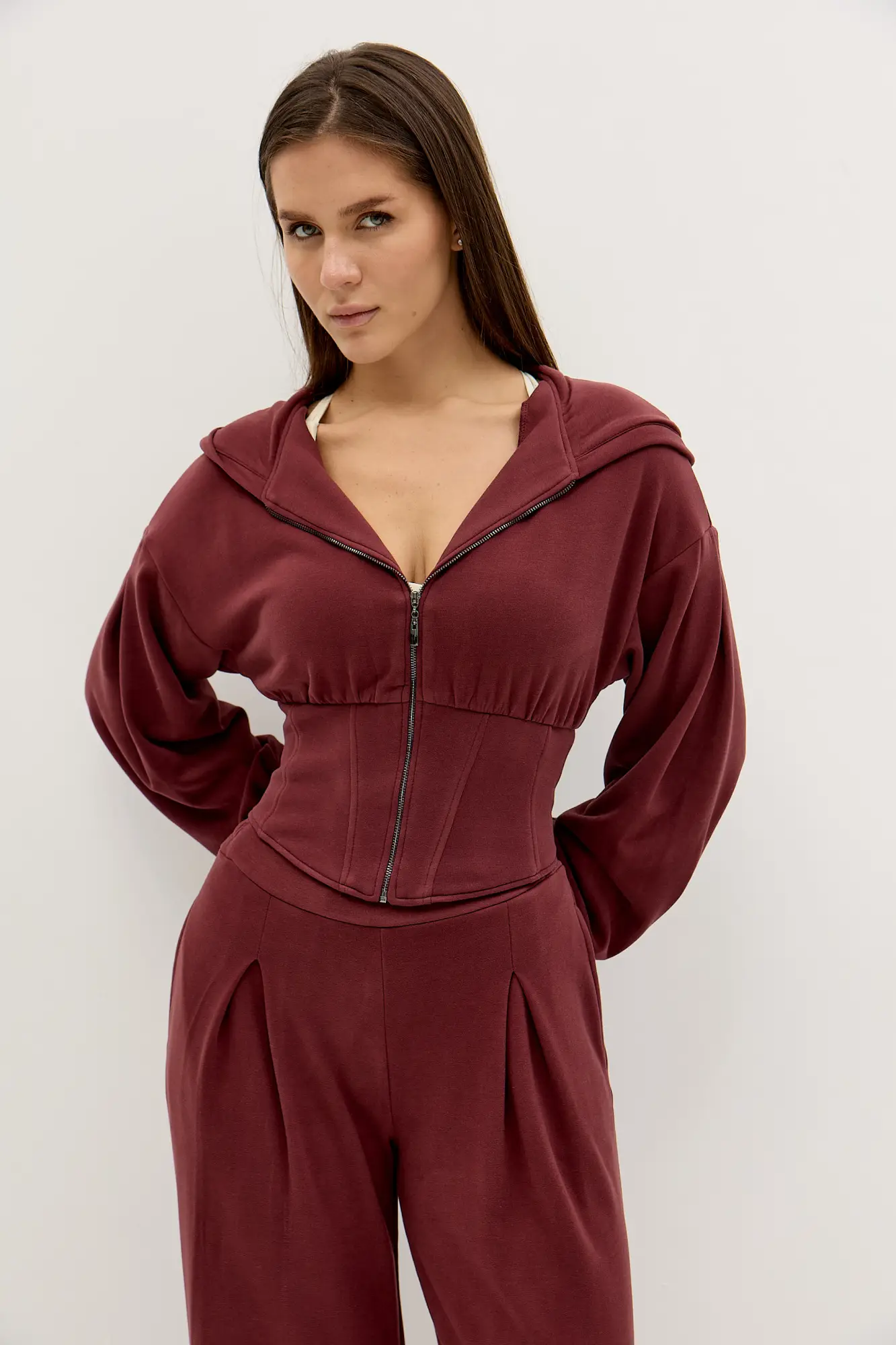 Худи с имитацией корсета URBAN COMFORT бордовое