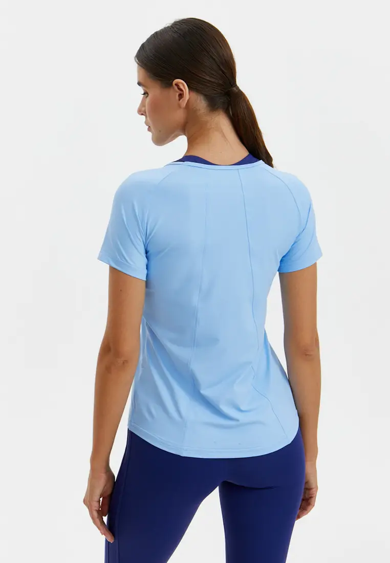 Удлиненная футболка SATIN BASE голубая