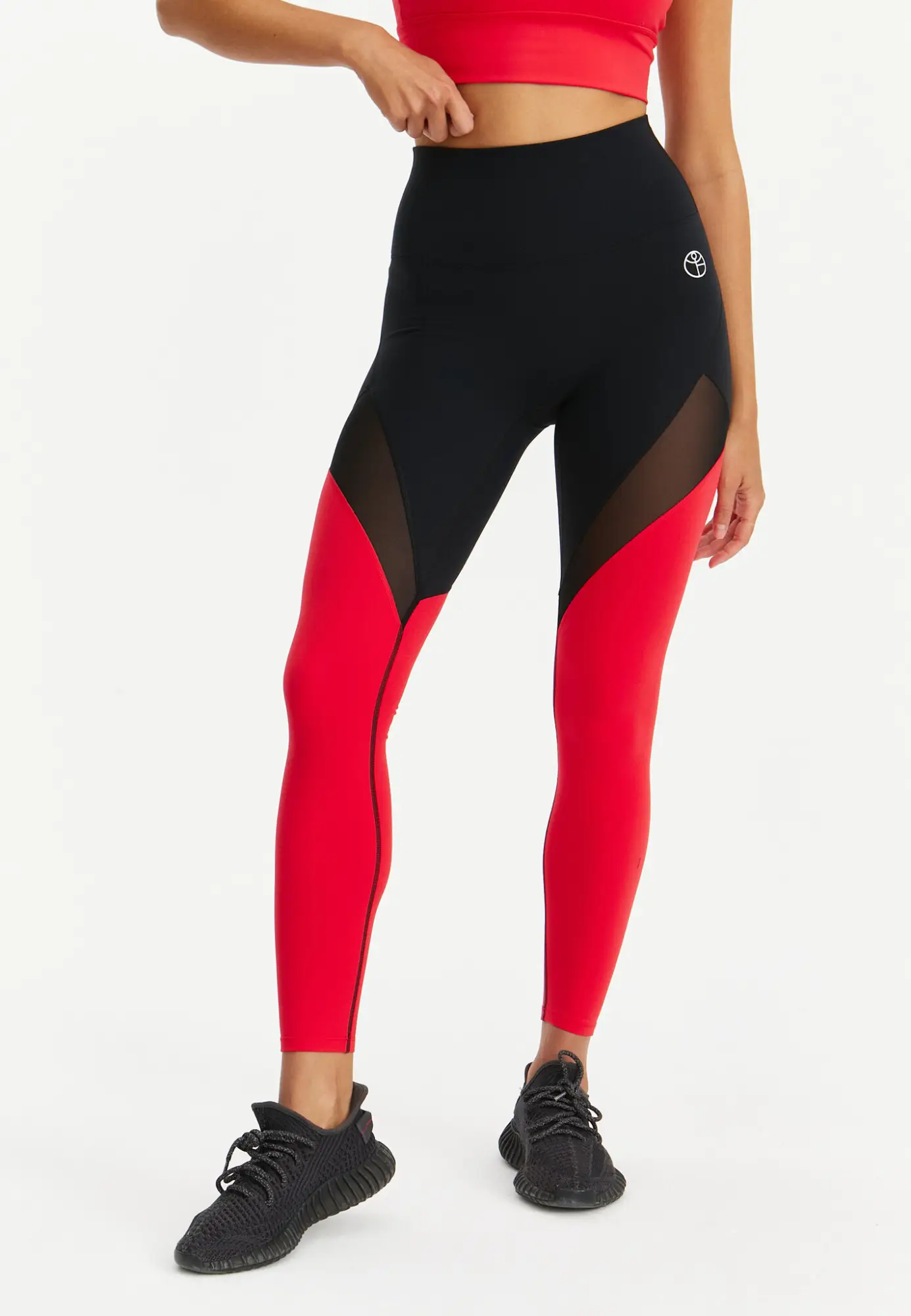 Лосины с сеткой MOTION черный+красный