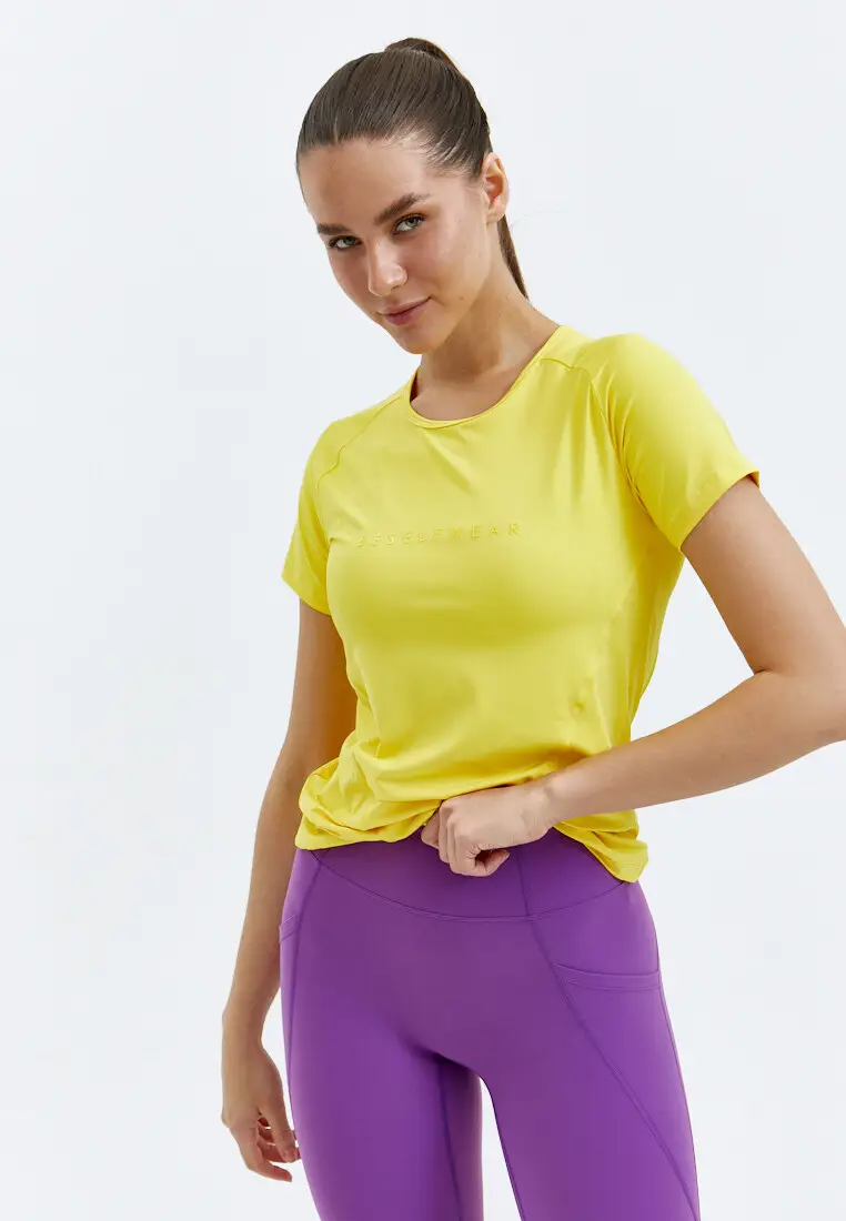 Удлиненная футболка SATIN BASE желтая