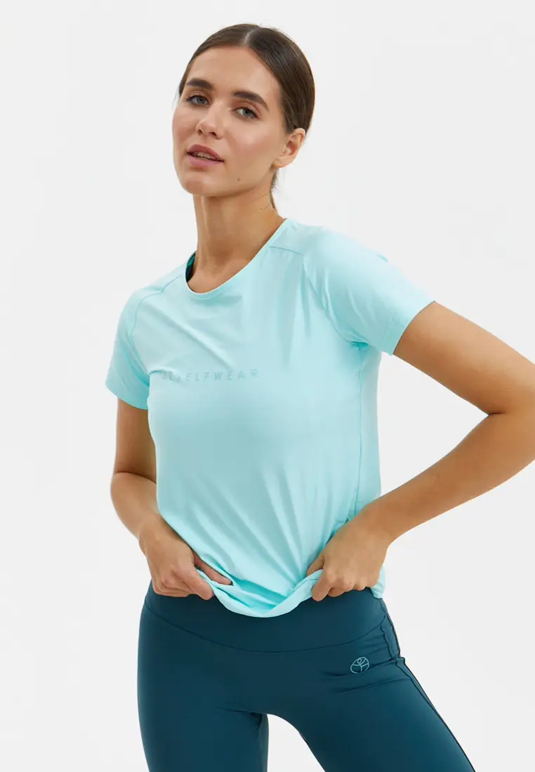 Удлиненная футболка SATIN BASE светло-бирюзовая