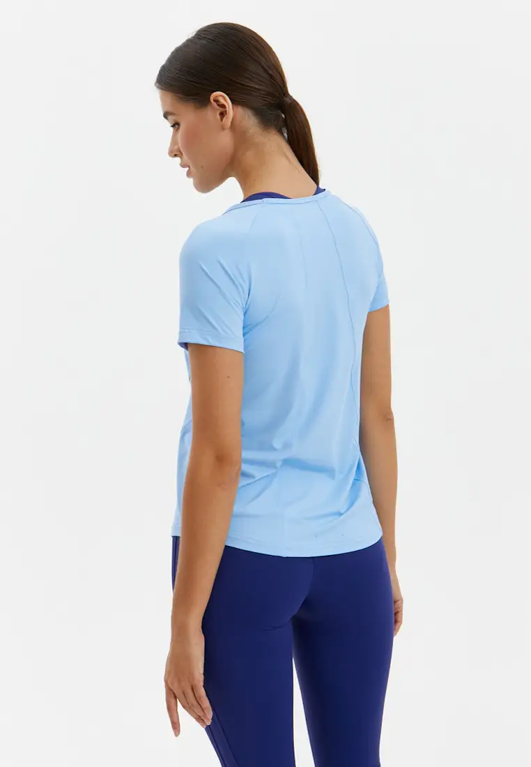 Удлиненная футболка SATIN BASE голубая