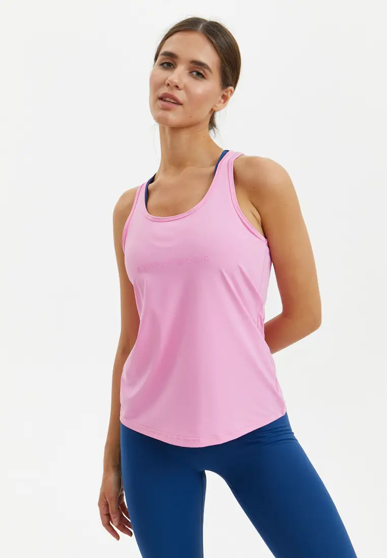 Удлиненная майка SATIN BASE розовая