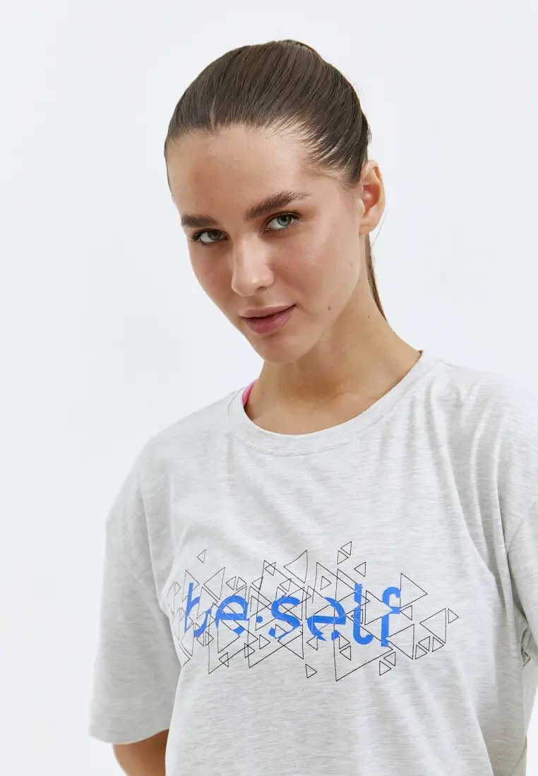 Футболка с геометрическим принтом BeSelf серая