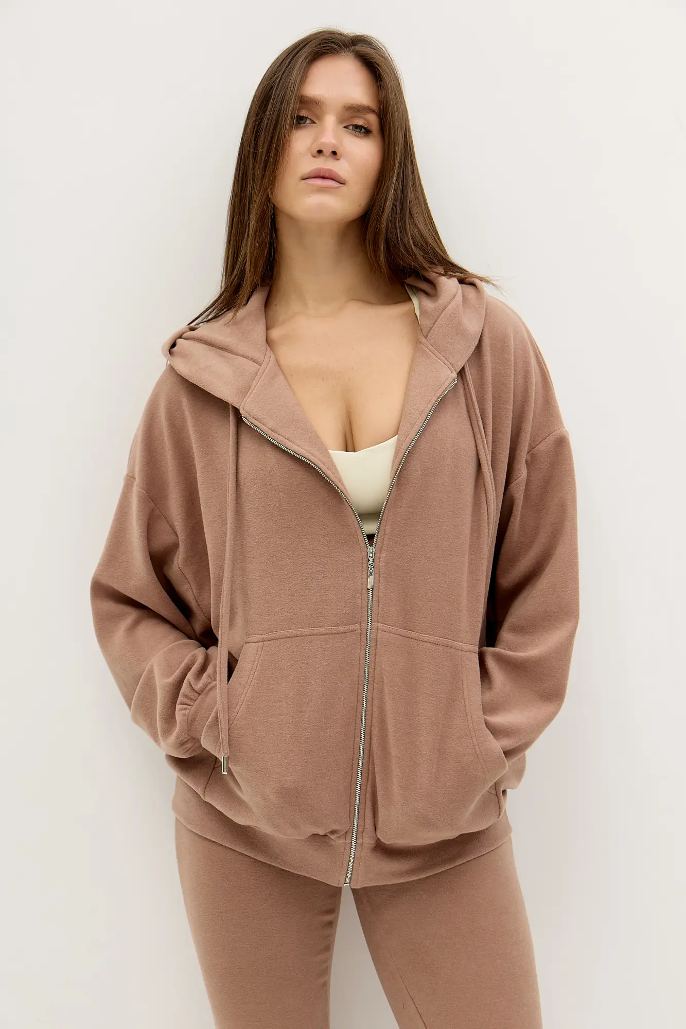 Худи на молнии оверсайз URBAN COMFORT песочное