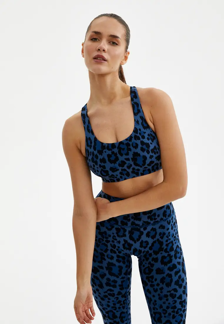Топ-бра FAUNA пыльно-синий леопард 