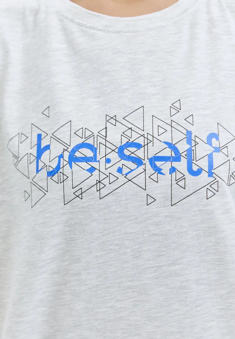 Футболка с геометрическим принтом BeSelf серая