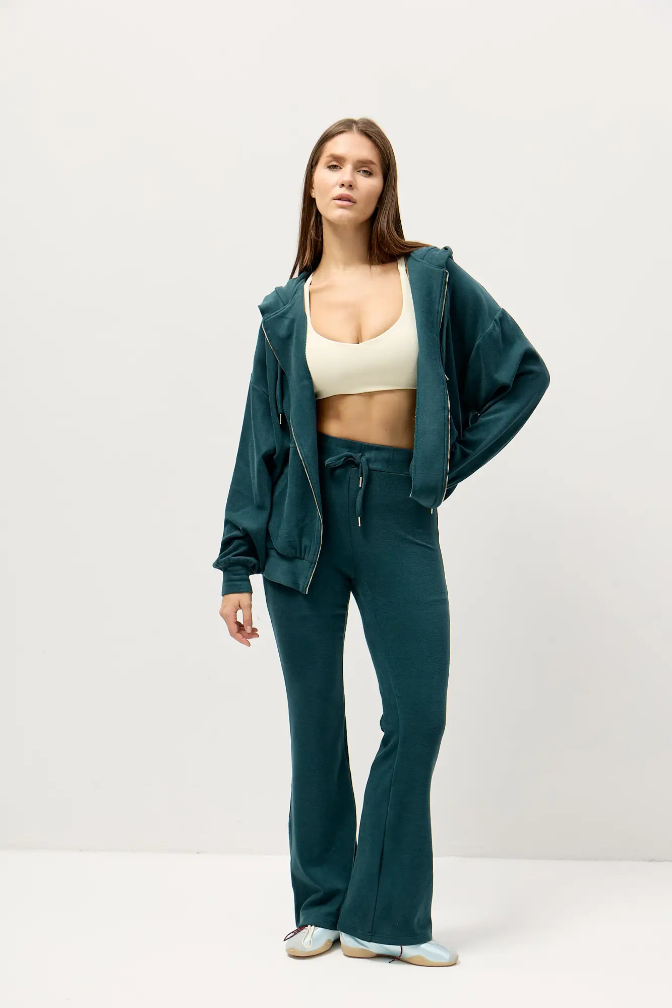 Штаны-клеш эластичные URBAN COMFORT морская волна