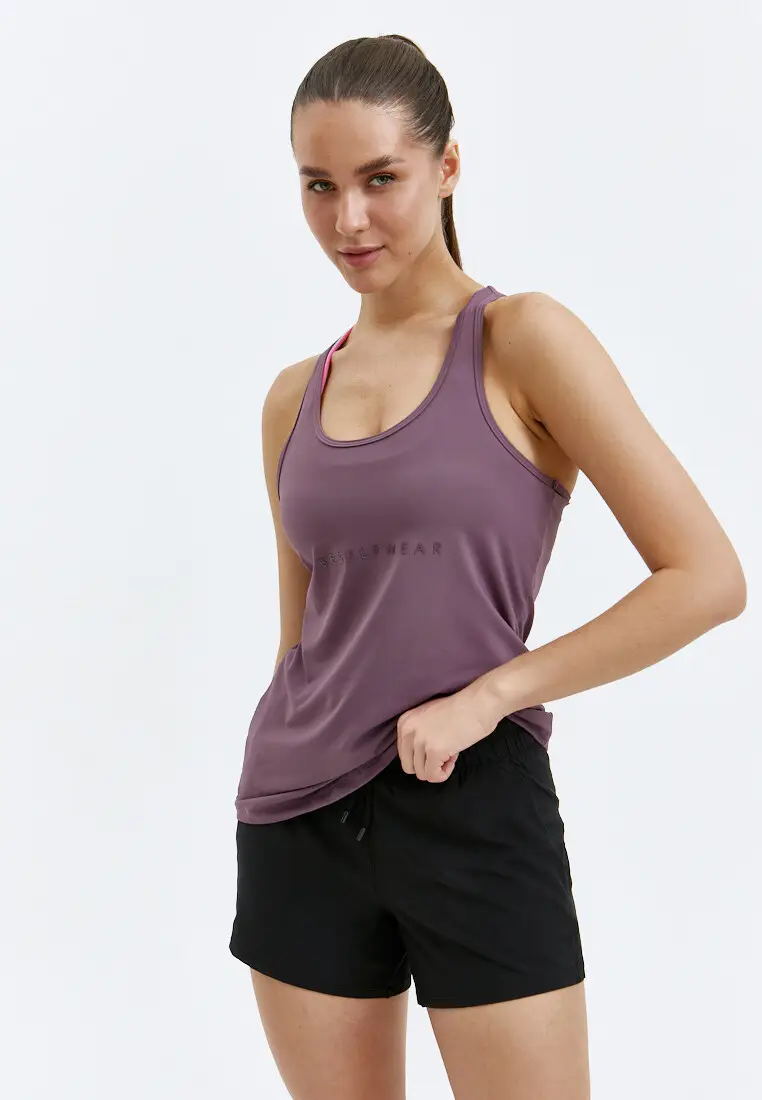 Удлиненная майка SATIN BASE сливовая