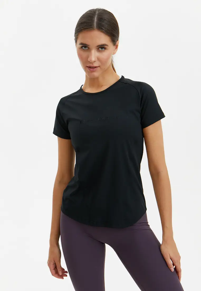 Удлиненная футболка SATIN BASE черная