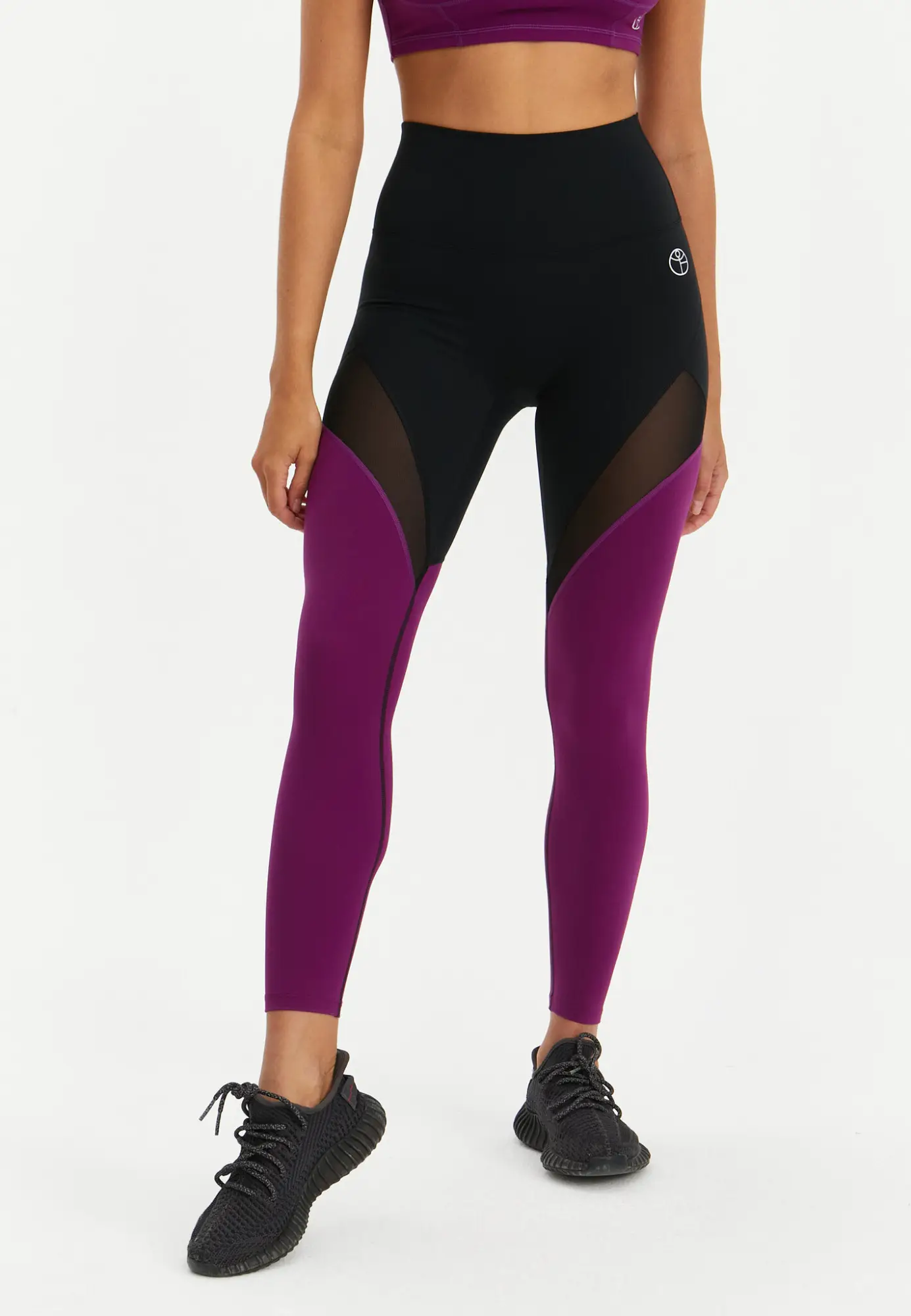 Лосины с сеткой MOTION черный+винный