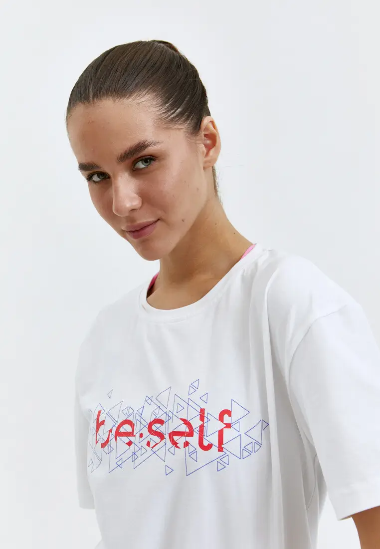 Футболка с геометрическим принтом BeSelf белая