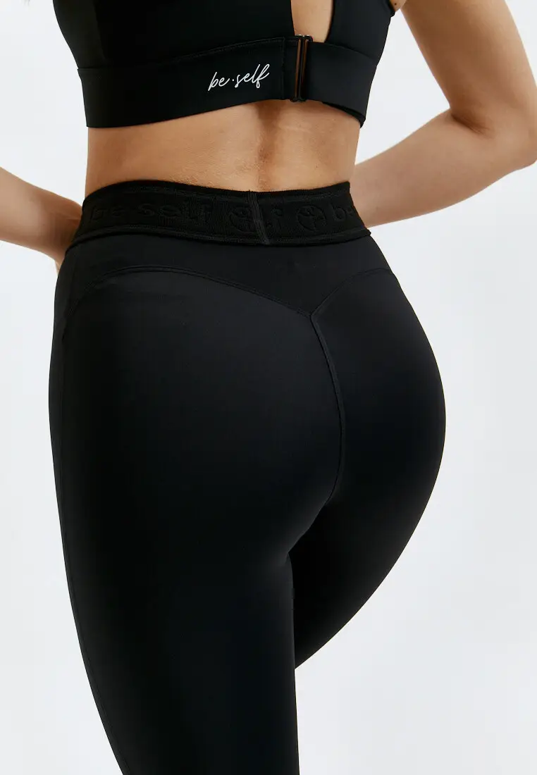 Лосины POWER черные с брендированной резинкой