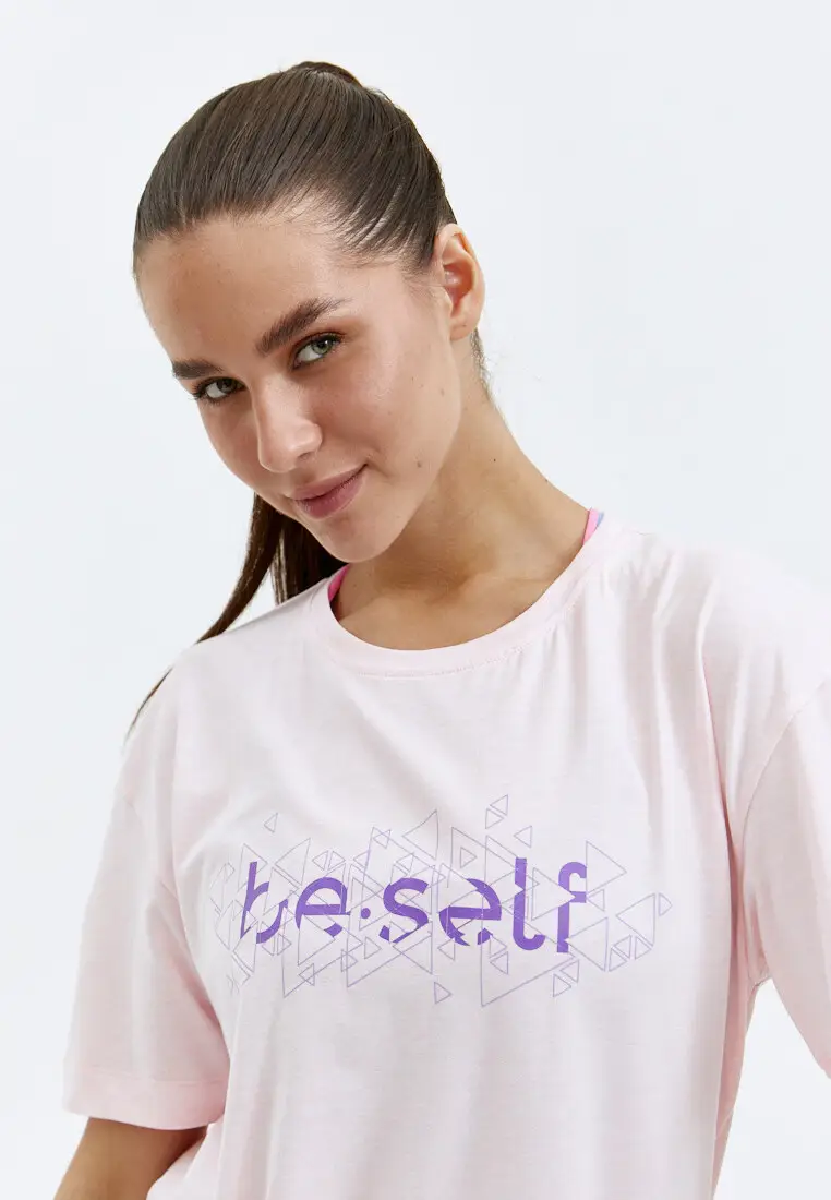 Футболка с геометрическим принтом BeSelf розовая