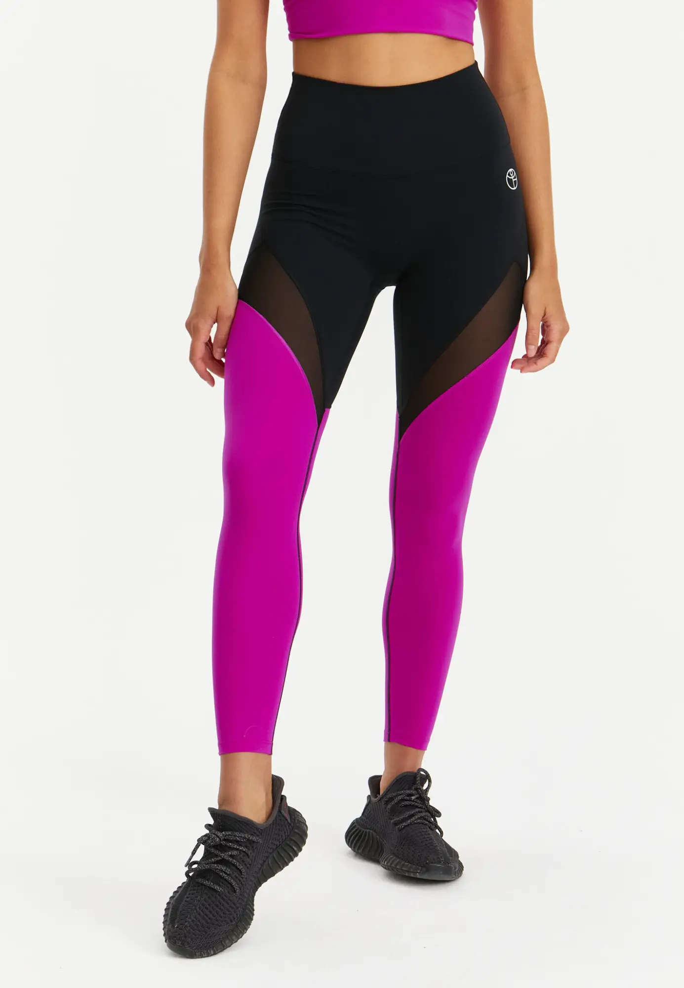 Лосины с сеткой MOTION черный+фуксия