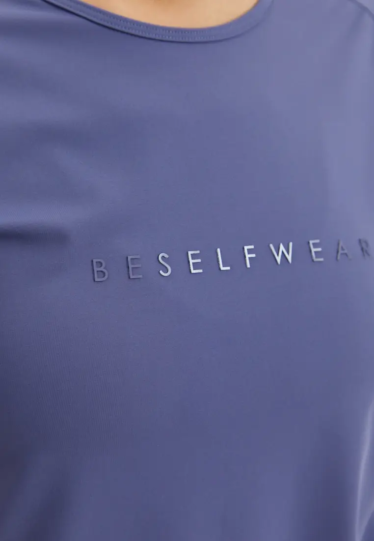 Удлиненная футболка SATIN BASE фиолетово-серая