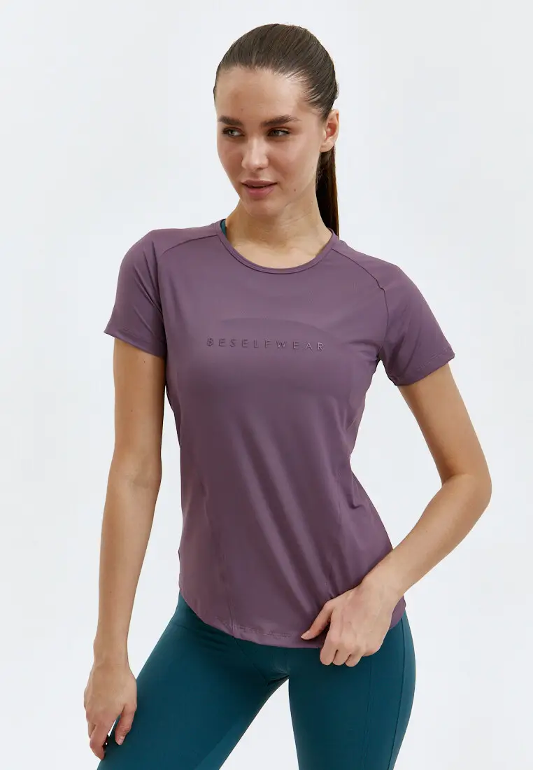 Удлиненная футболка SATIN BASE сливовая